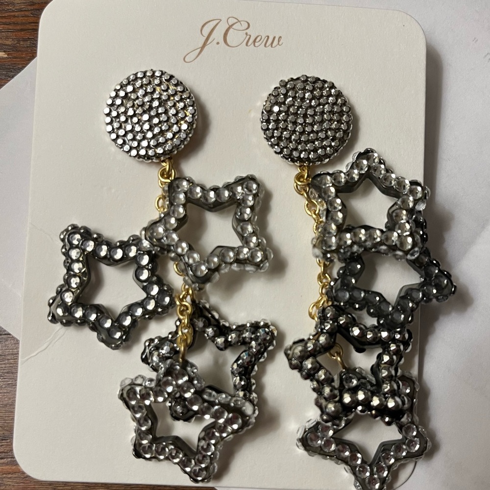 J.Crew starry drop earrings with crystal.
